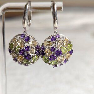 GRADUATION GIFT - Earrings Amethyst Peridot Citrine Sterling Silver!
